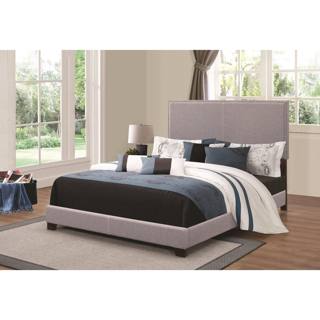 Twin Upholstered Bed in Grey V9522