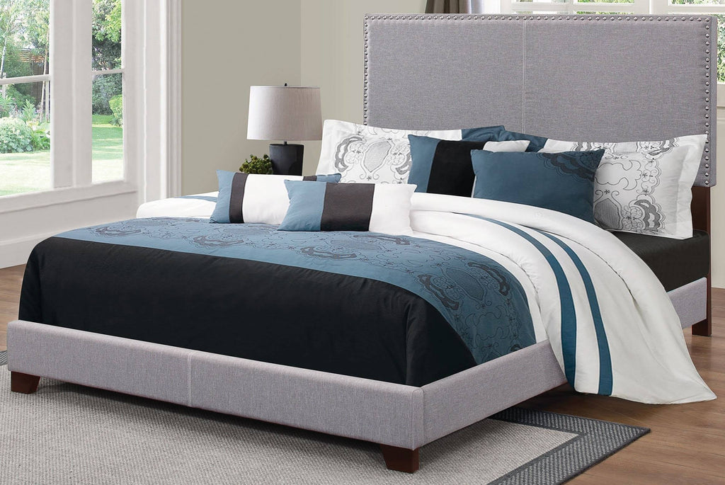 Twin Upholstered Bed in Grey V9522