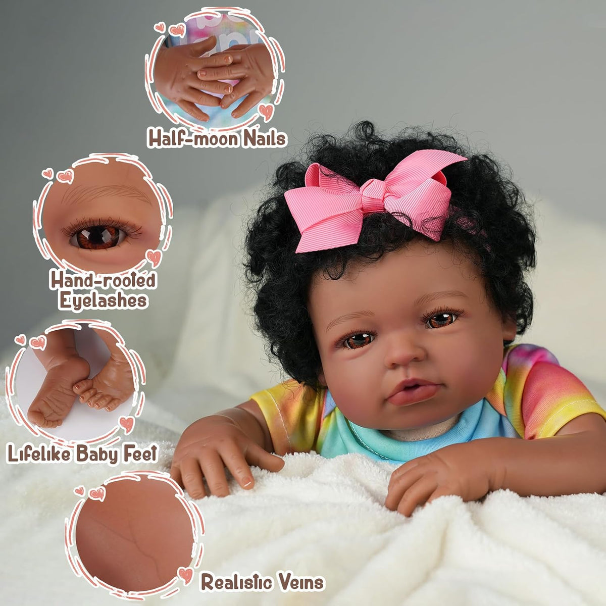20 Inch Cloth Body Brown Eyes Reborn Baby Doll E328