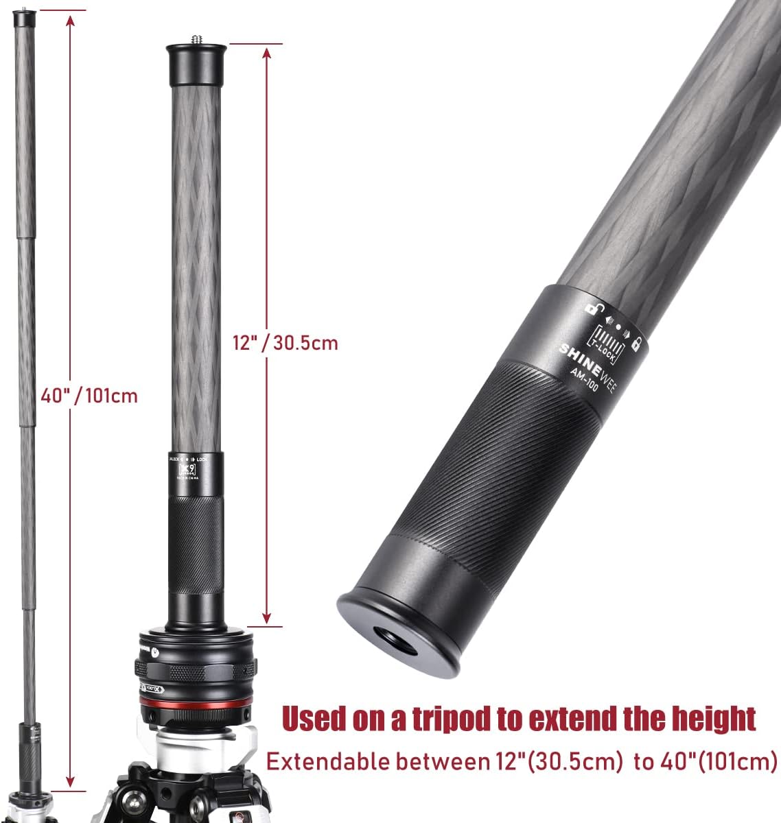 4 Section Carbon Fiber Extension Pole with 1/4 Screw Mount R71711