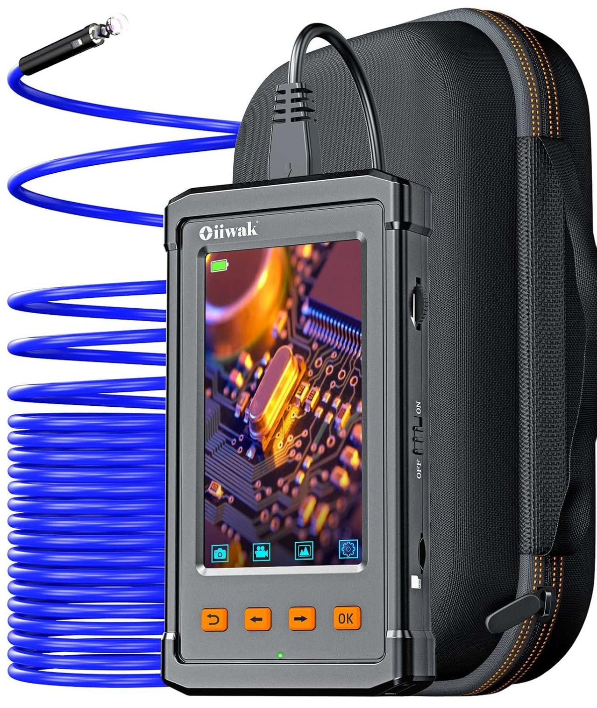 Dual Lens Endoscope Camera 1080P 5.18 IPS Screen 5mm IP67 Waterproof with 7 LED Lights 32GB Card 16.5FT E202495