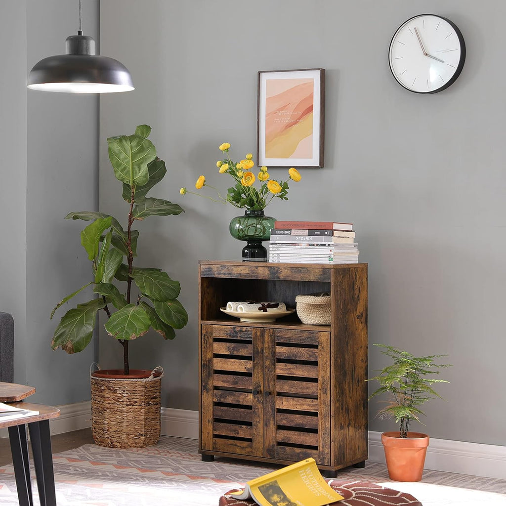 Bathroom Storage Cabinet with Louvered Doors and Adjustable Shelf C105272