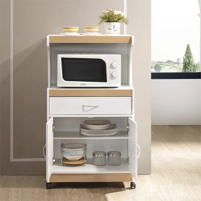 White Microwave Kitchen Cart Q6222