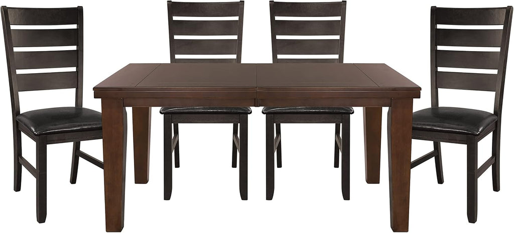 Dark Oak Finish Dining 5pc Set Table with Self-Storing Leaf and 4 Side Chairs G20137