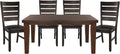 Dark Oak Finish Dining 5pc Set Table with Self-Storing Leaf and 4 Side Chairs G20137