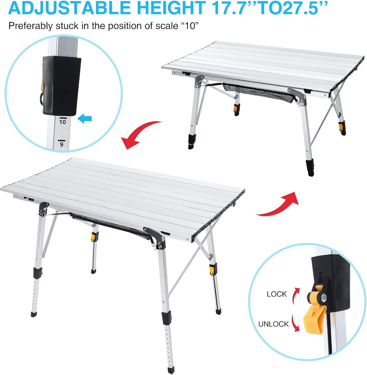 Folding Portable Aluminum Camping Table with Tablecloth G66093