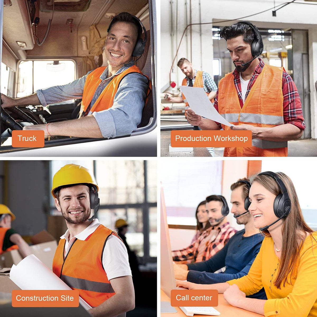 Noise Canceling Trucker Bluetooth Headset with Microphone O147