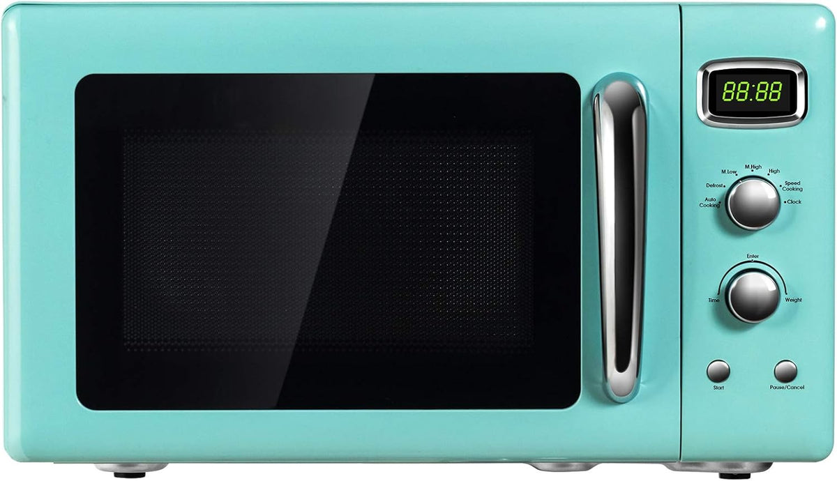 900W Retro Countertop Compact Microwave Oven with Glass Turntable Y345