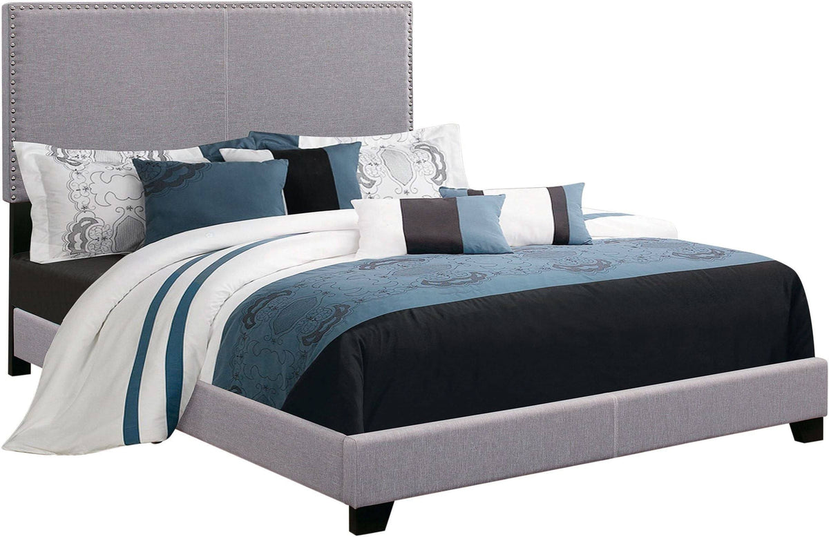 Twin Upholstered Bed in Grey V9522