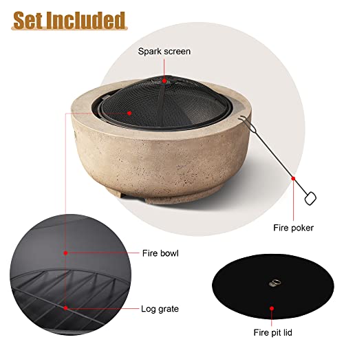Brown Concrete Round Outdoor Fire Pit X9568