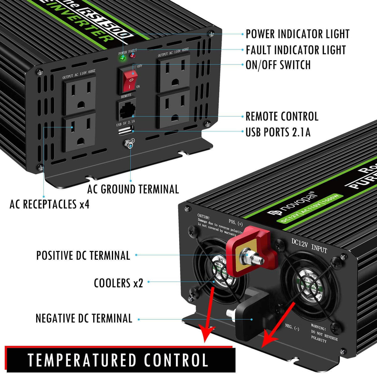1500 Watt Pure Sine Wave Power Inverter C9836