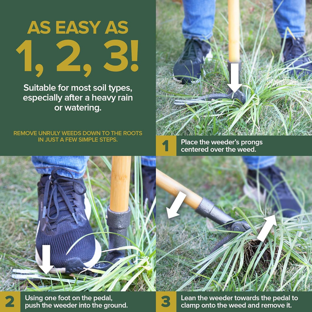 Stand Up Weed Puller Tool, Heavy Duty Weeding Tool with Long Handle W221