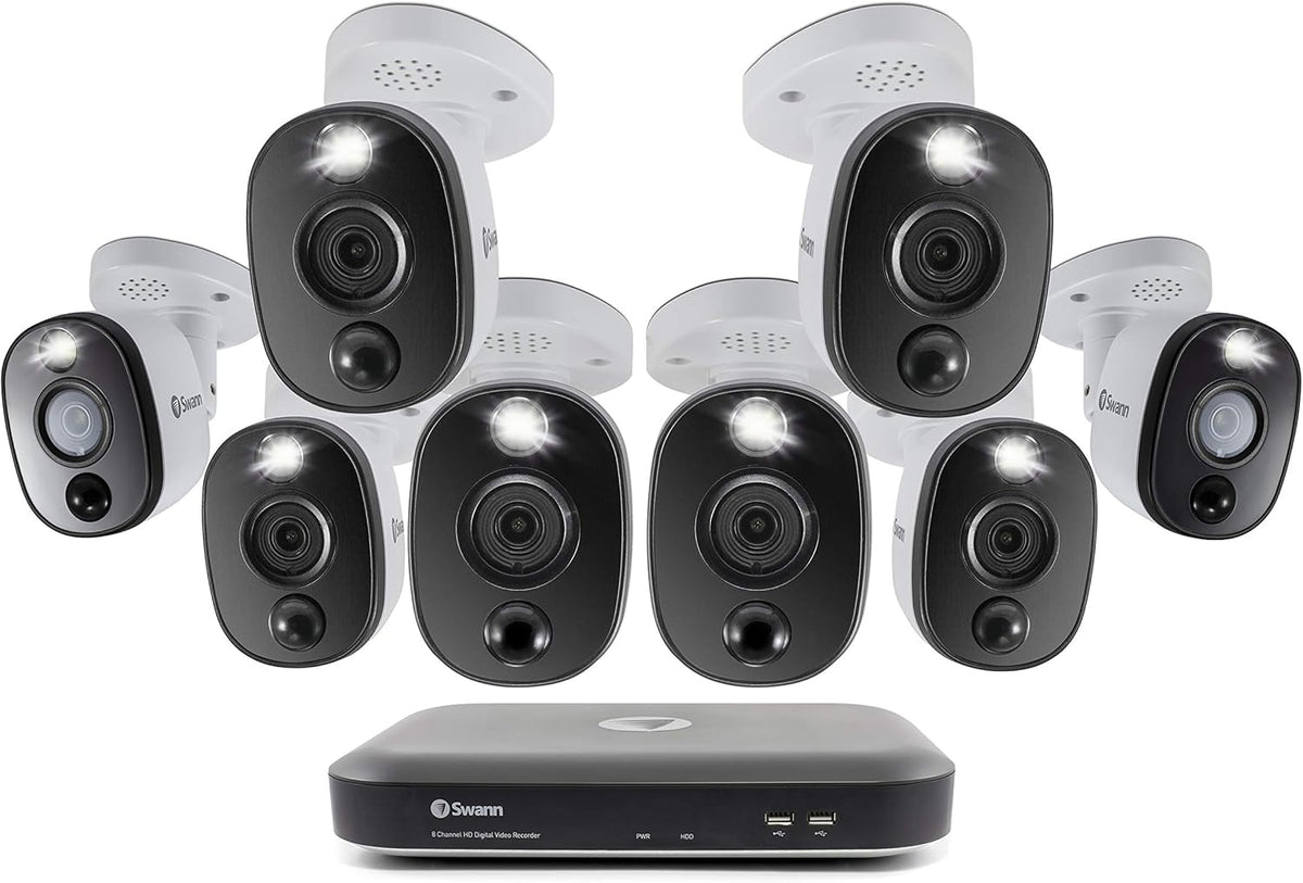 8 Channel 8 Bullet Cams 4K Ultra HD DVR Indoor/Outdoor Wired CCTV O7921