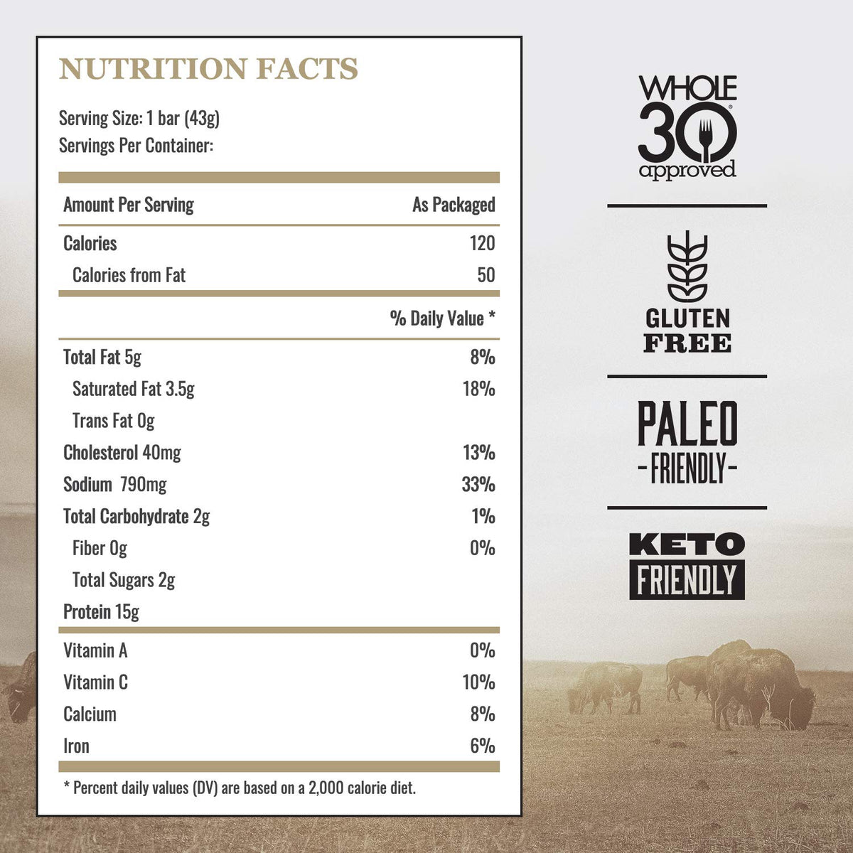 Venison Sea Salt & Pepper Bars, 4ct Box 1.5oz Bars L195817