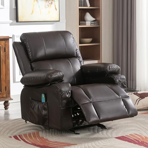 Brown Heated Massage Rocker Recliner Chair with Footrest Z8255
