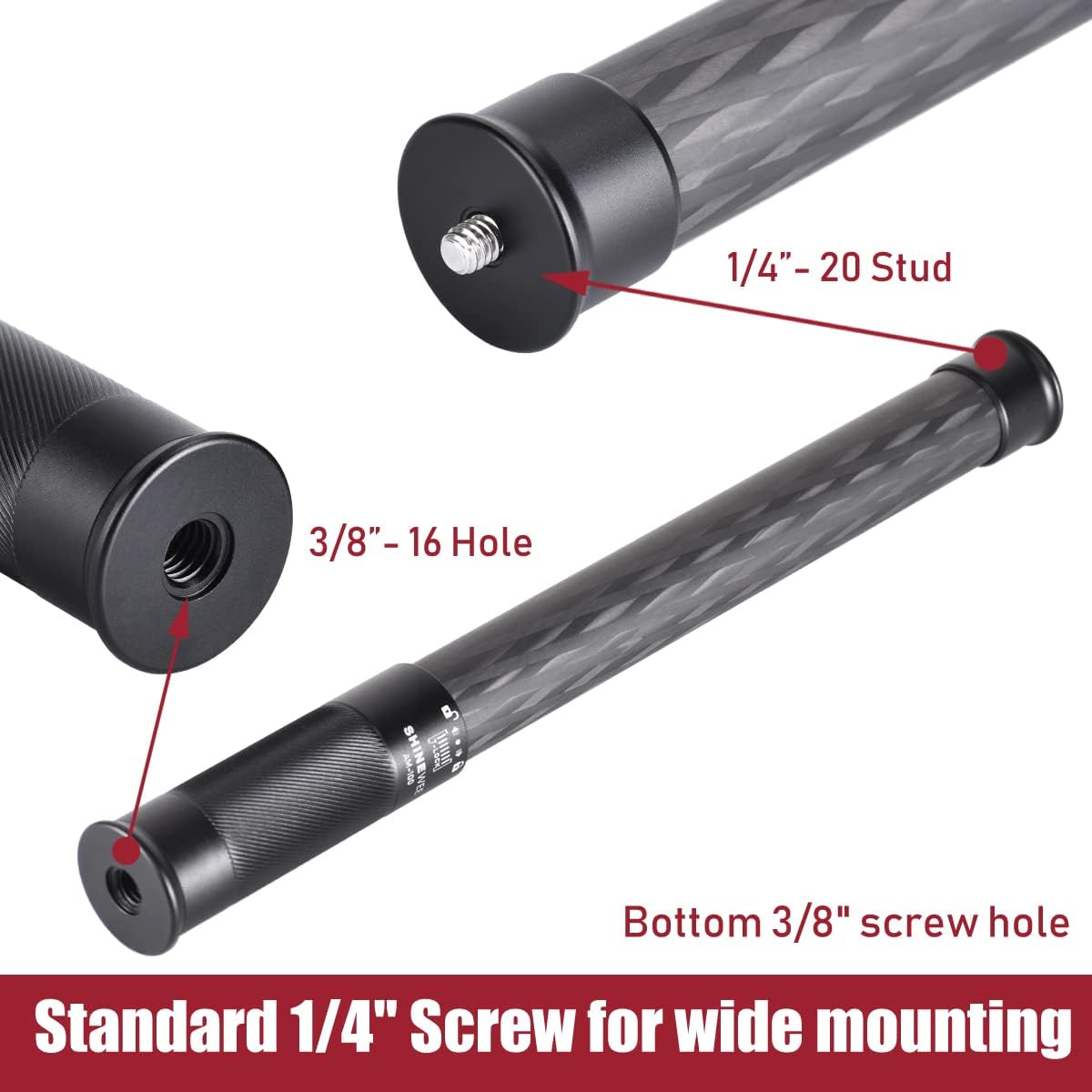 4 Section Carbon Fiber Extension Pole with 1/4 Screw Mount R71711