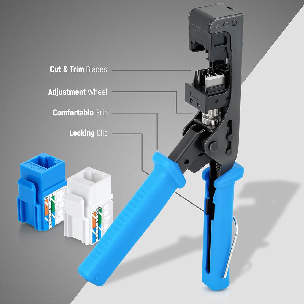 Speed Termination Tool Set with 10 Blue & 10 White Cat6/5e Female Connectors C6002