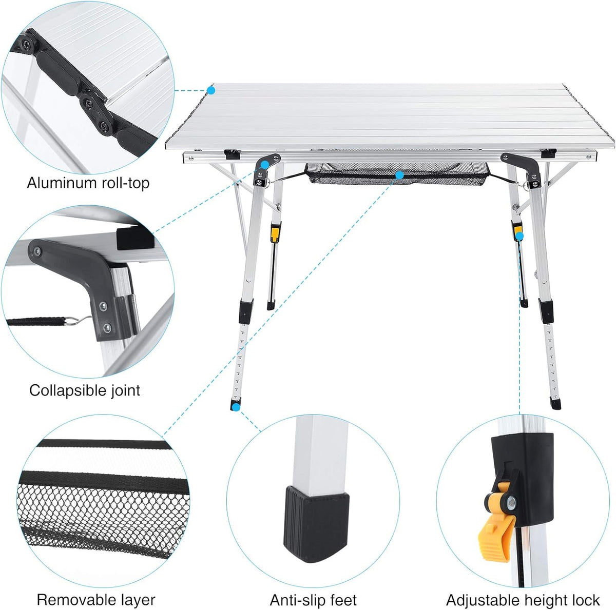 Folding Portable Aluminum Camping Table with Tablecloth G66093