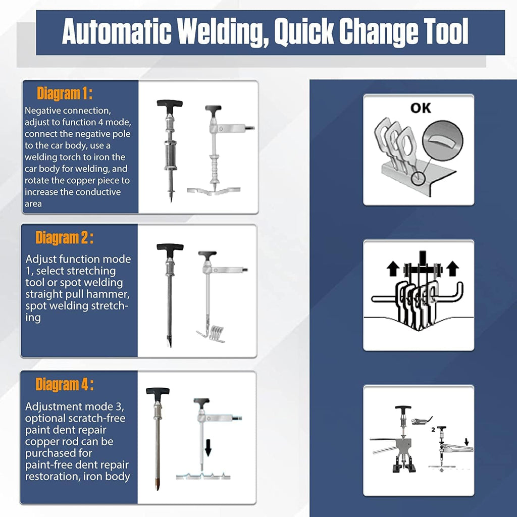 110V 1600W 7 Modes Stud Welder Dent Repair Kit G897