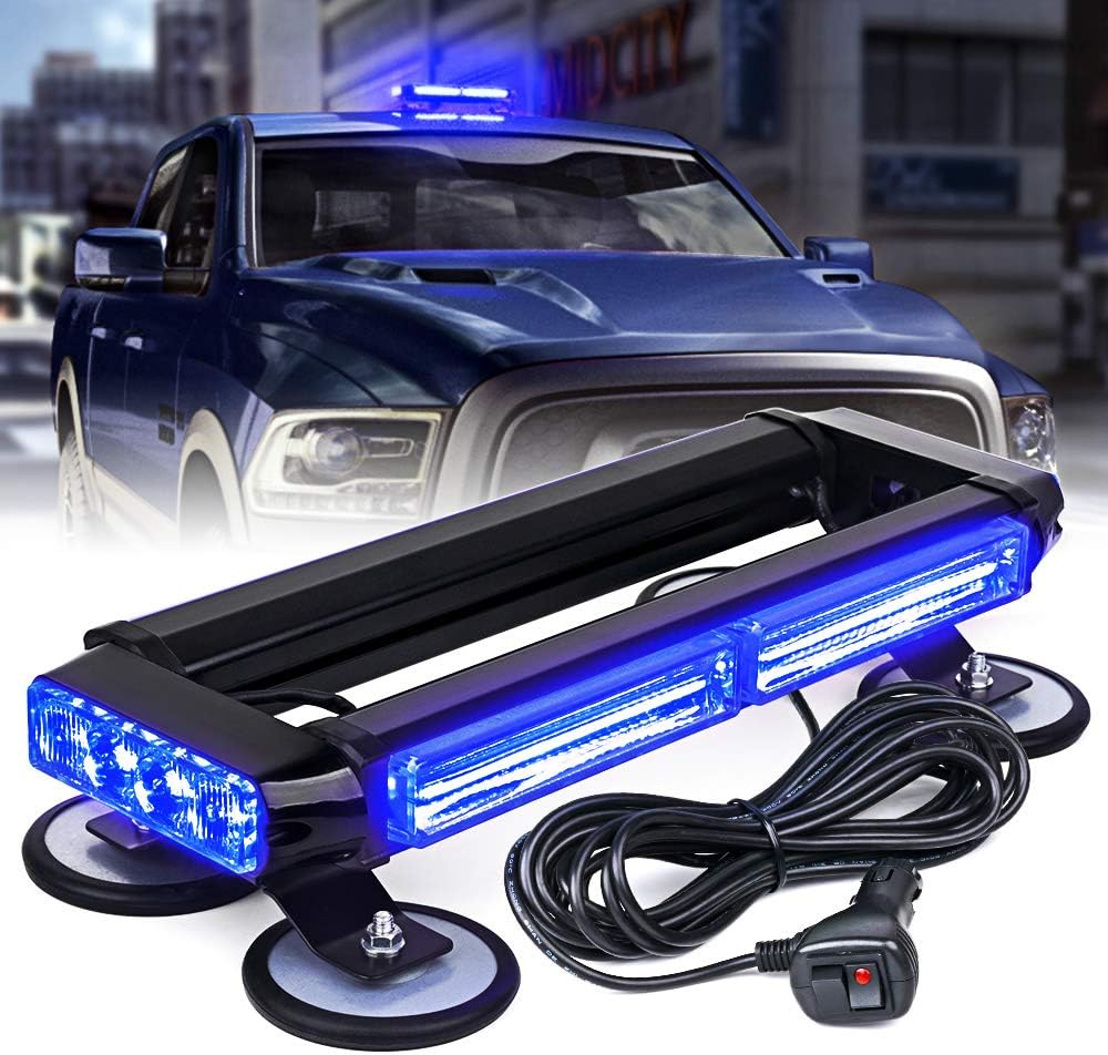 White Amber COB LED Strobe Light Bar Double Side Hazard Warning Beacon Lights w/Magnetic Base Pack of 2 X124712