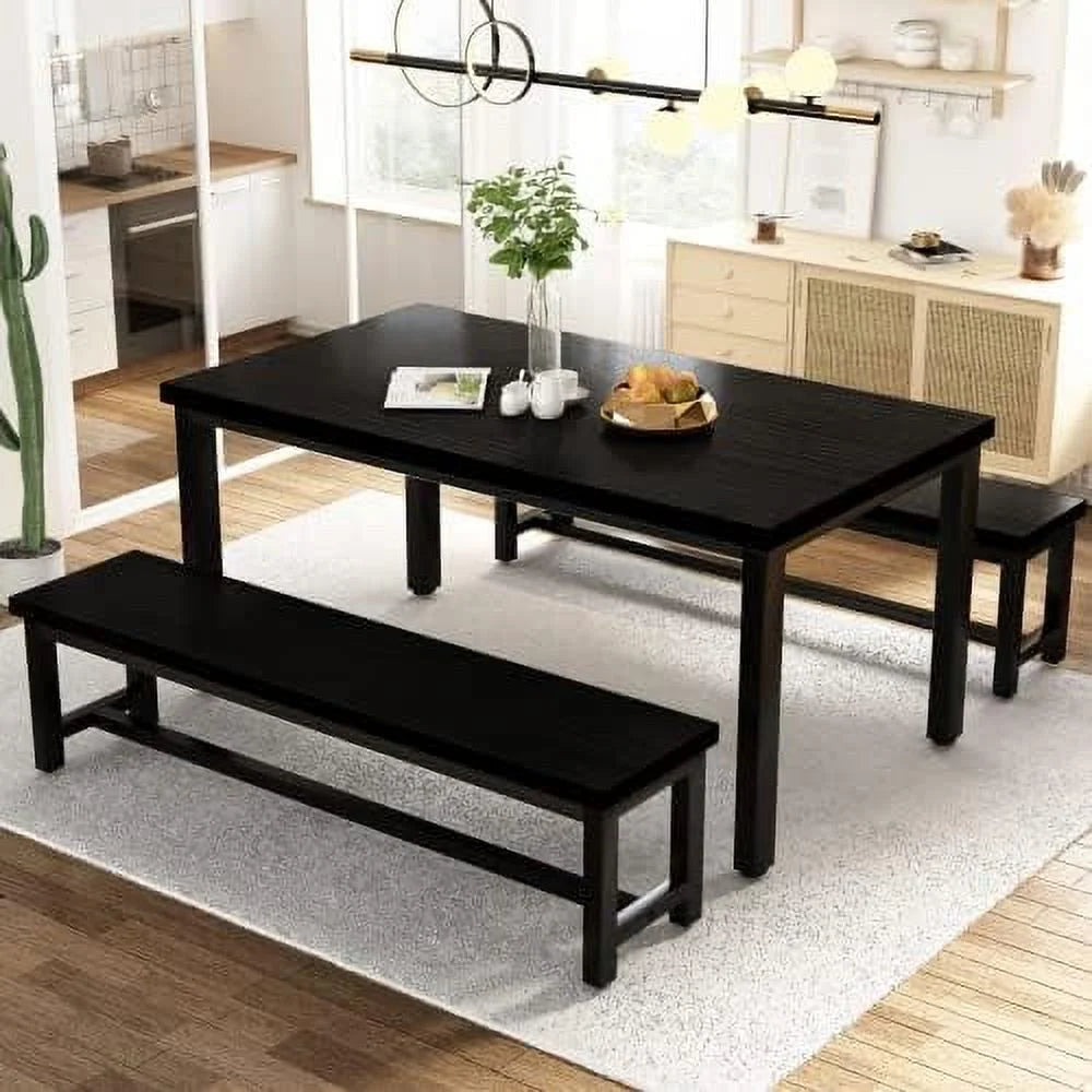 Black 4 Person Space Saving Kitchen Table Set with Rack Z2953
