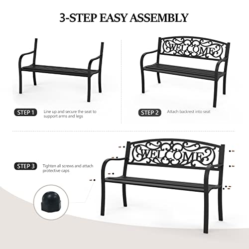 Black Metal Outdoor Bench H601