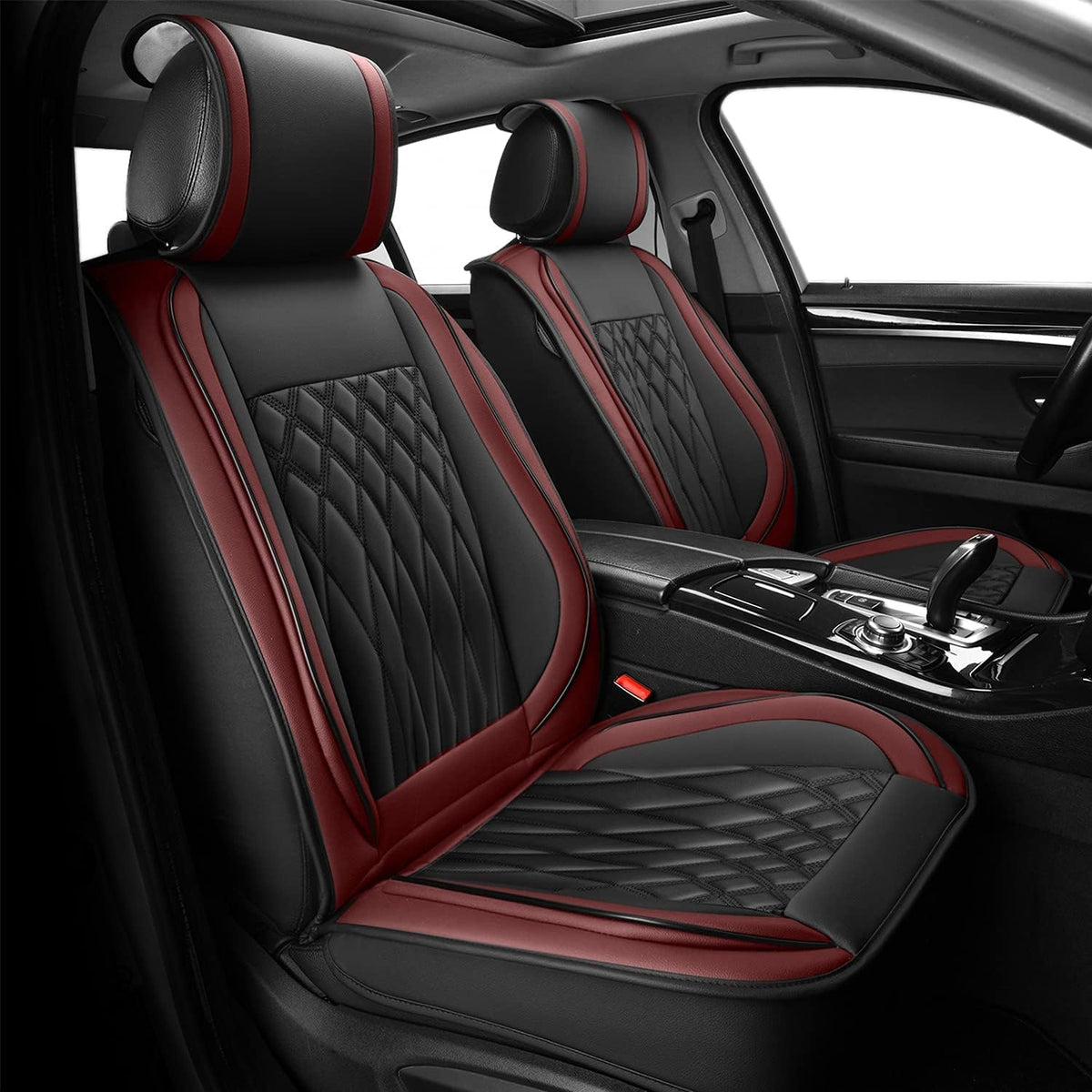 Black+Gray Leather Car Seat Cover O93275