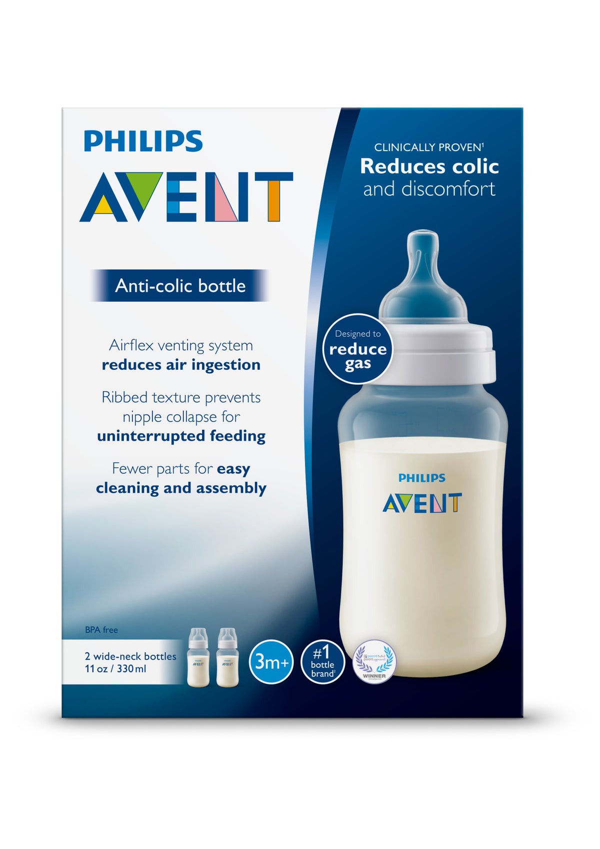 11oz 2pk Clear Anti-colic Baby Bottle I70875