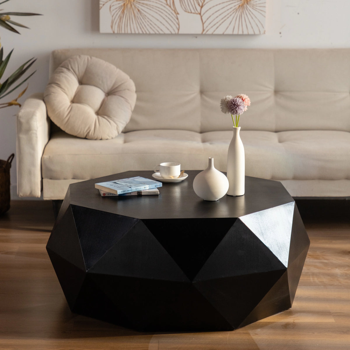 Vintage Style Coffee Table with Embossed Pattern T49508