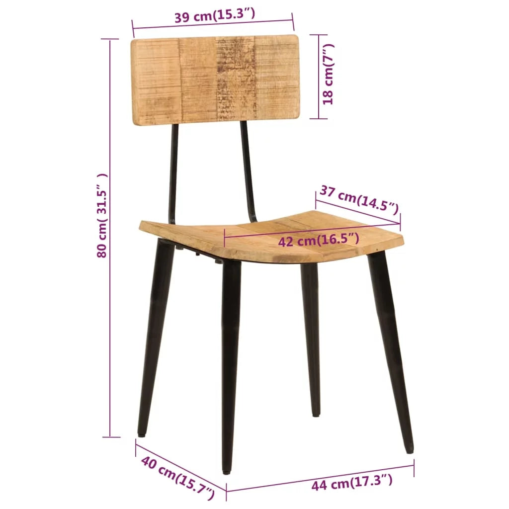 2 pcs Solid Wood Mango Dining Chairs B597095
