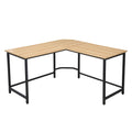 Compact L-Shaped Office Desk in Natural, Black J404