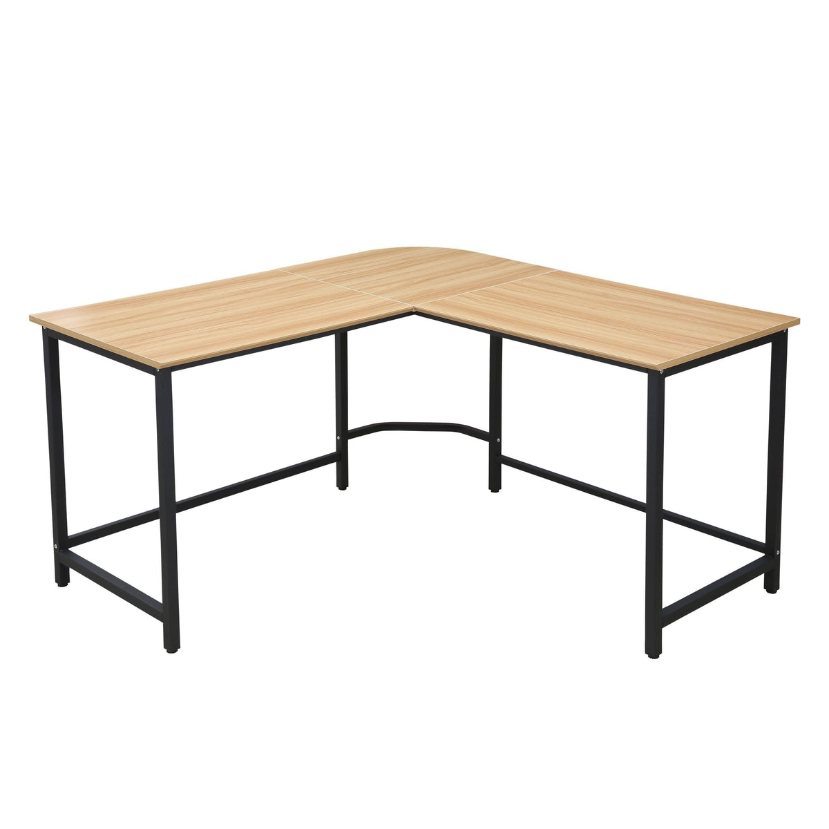 Compact L-Shaped Office Desk in Natural, Black J404