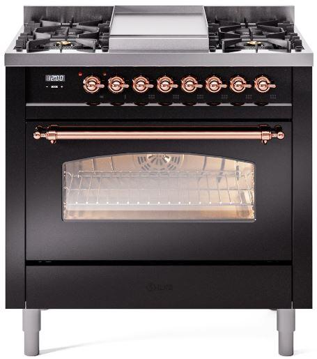 36 Dual Fuel Propane Gas Range Glossy Black Copper Trim Y229448