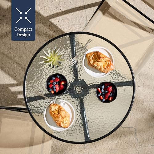3-Piece Patio Bistro Dining Furniture Set with Glass Tabletop R536