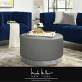 Leather or Velvet Cocktail Ottoman with Chrome or Gold Trim Base R870295