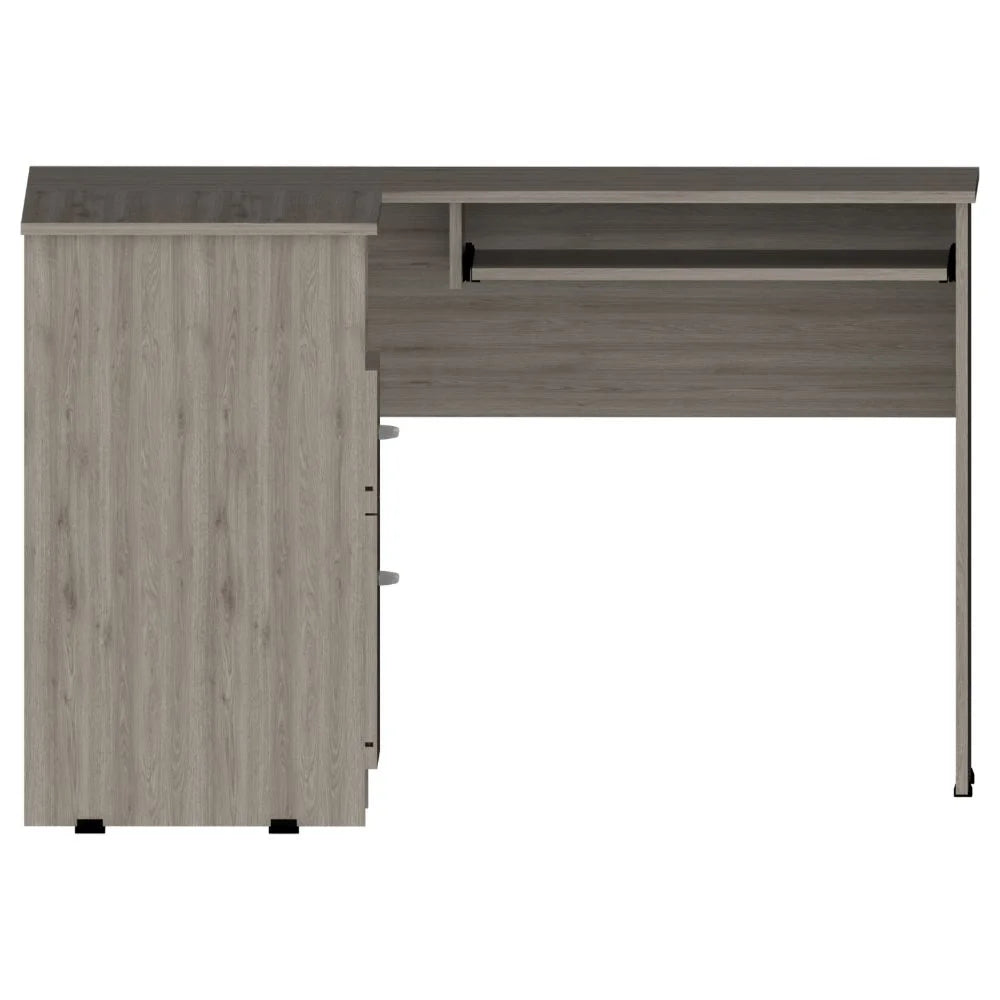 L-Shaped Desk with Keyboard Shelf Light Gray W1849