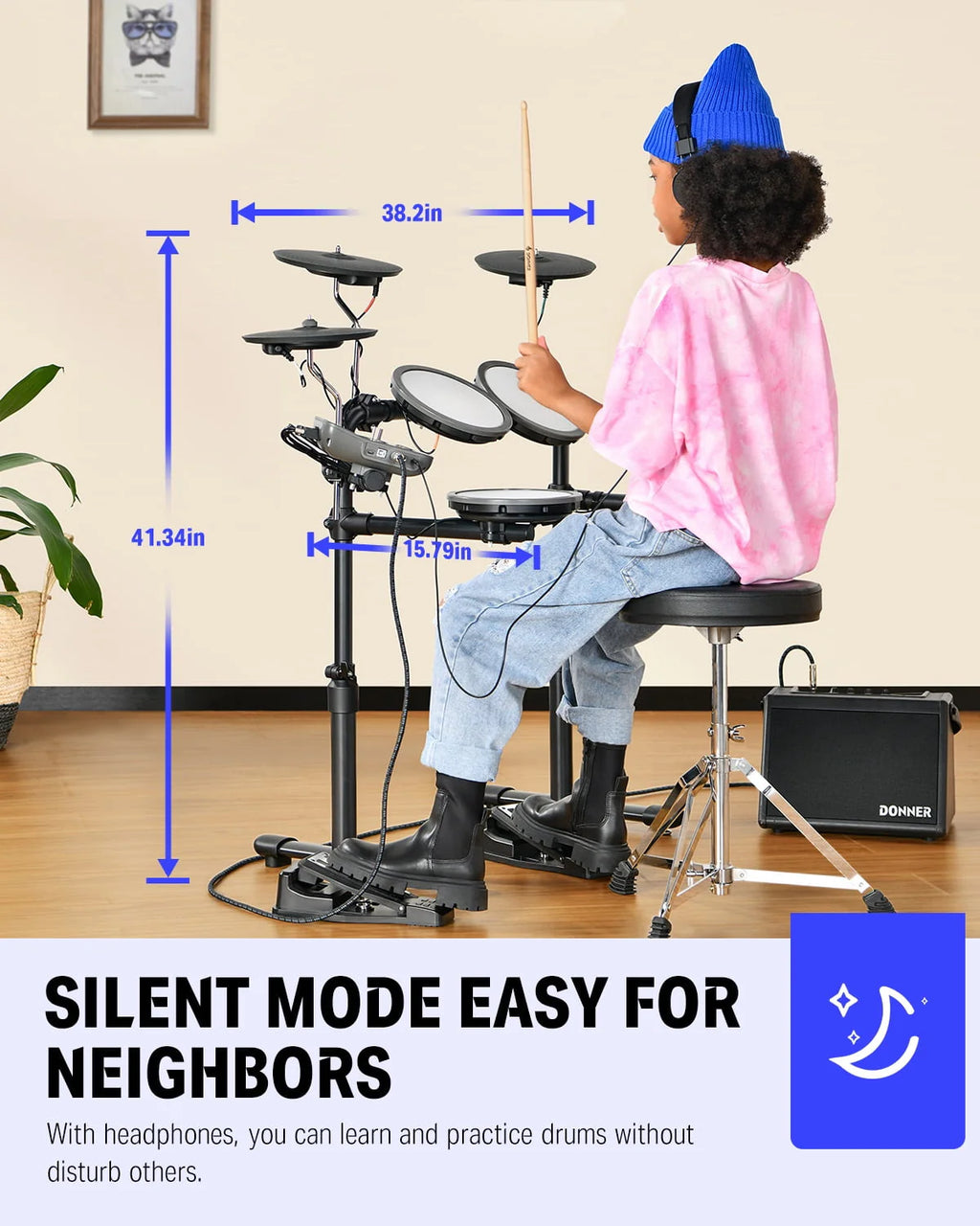 Electric Drum Set with Mesh Pad A65383