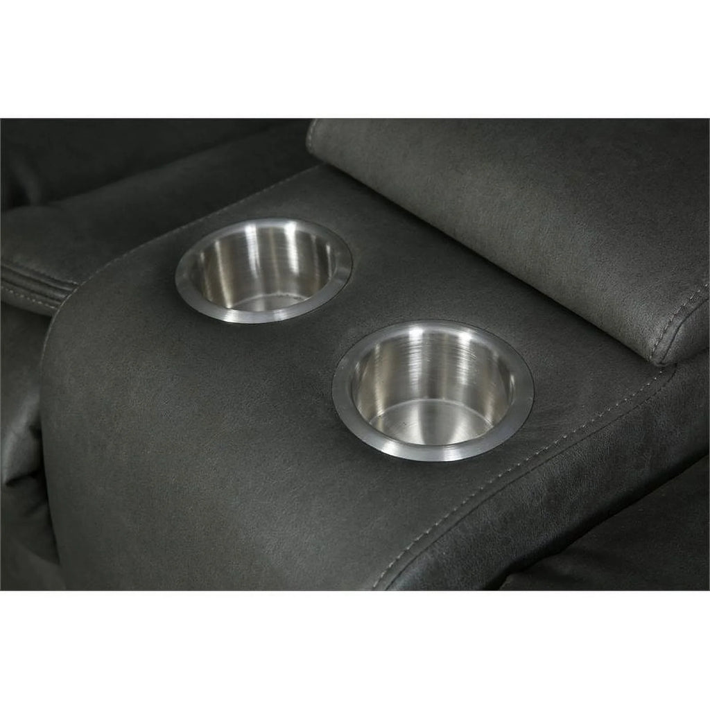 Gray Faux Leather Reclining Sectional M33849