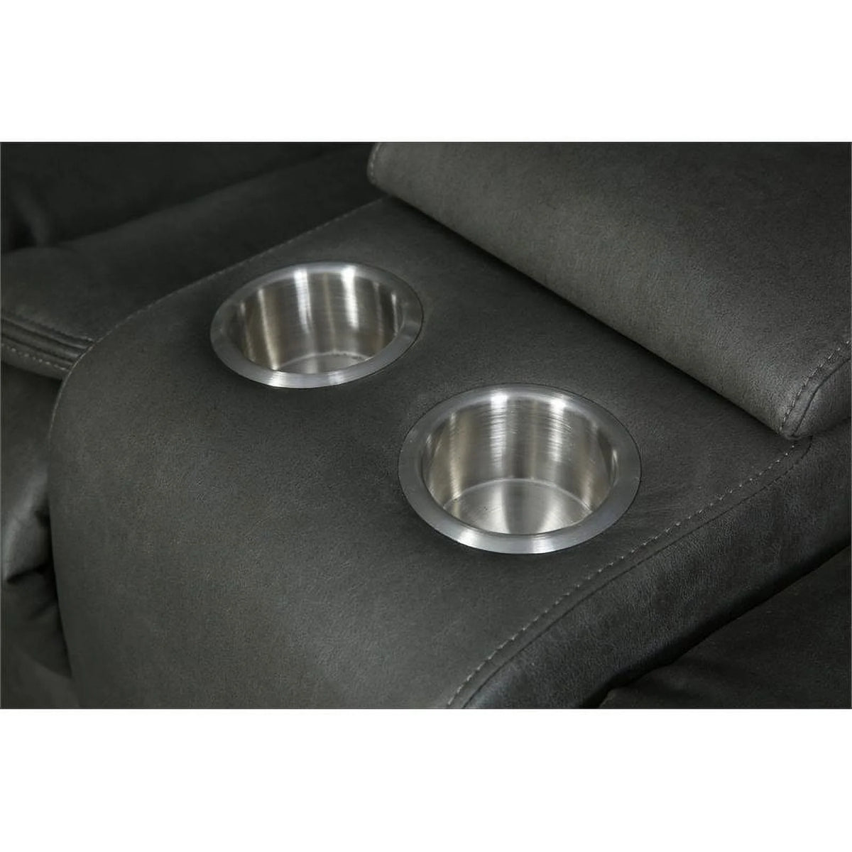 Gray Faux Leather Reclining Sectional M33849