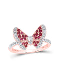 10kt Rose Gold Ruby Diamond Butterfly Ring Z7371