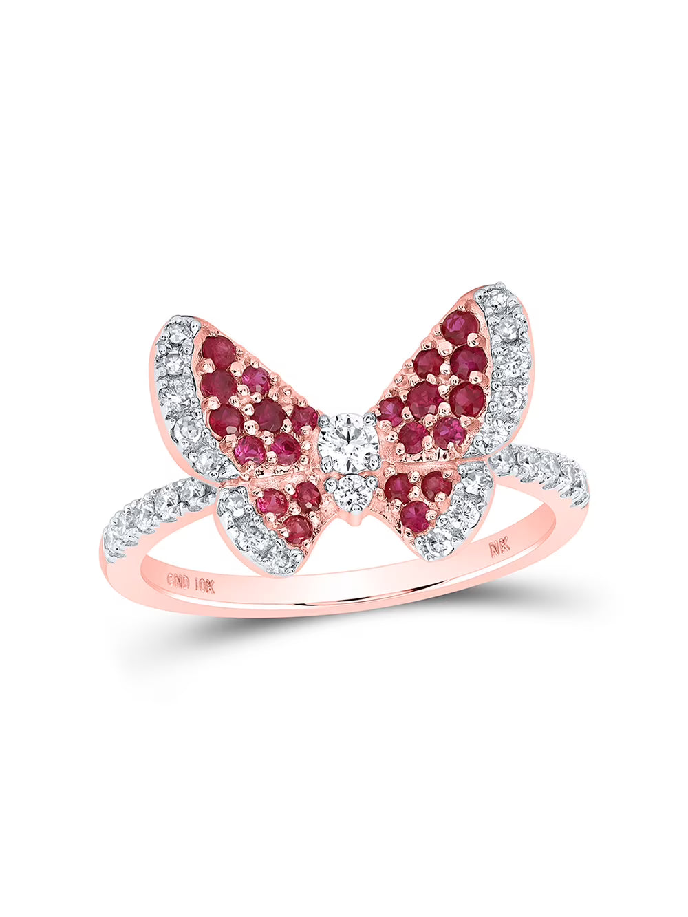 10kt Rose Gold Ruby Diamond Butterfly Ring Z7371