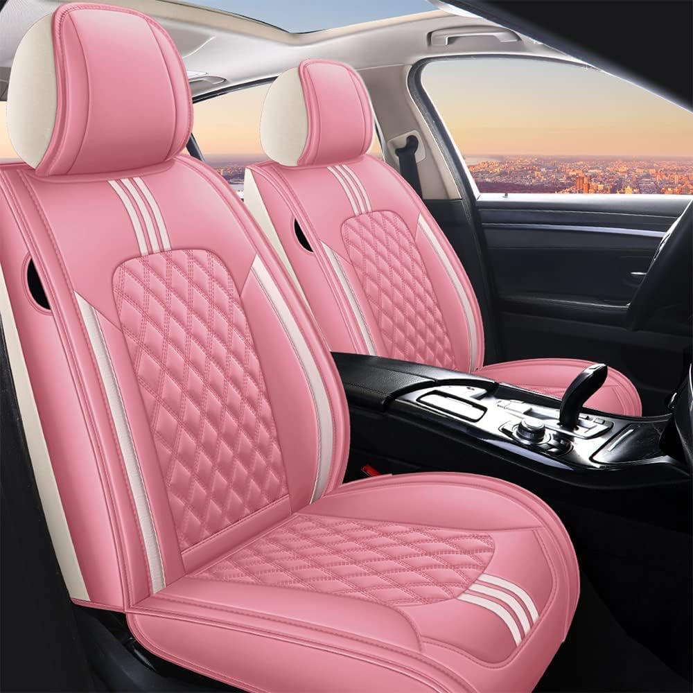 Black-red Leather Universal Car Seat Covers Full Set Q23207