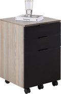 3 Drawer Rolling Wood File Cabinet with Locking Wheels, Black A212