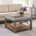 Gray Farmhouse Tufted Ottoman C27870