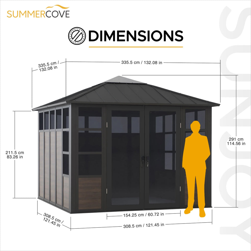Black Hardtop Outdoor Aluminum Sunroom D998