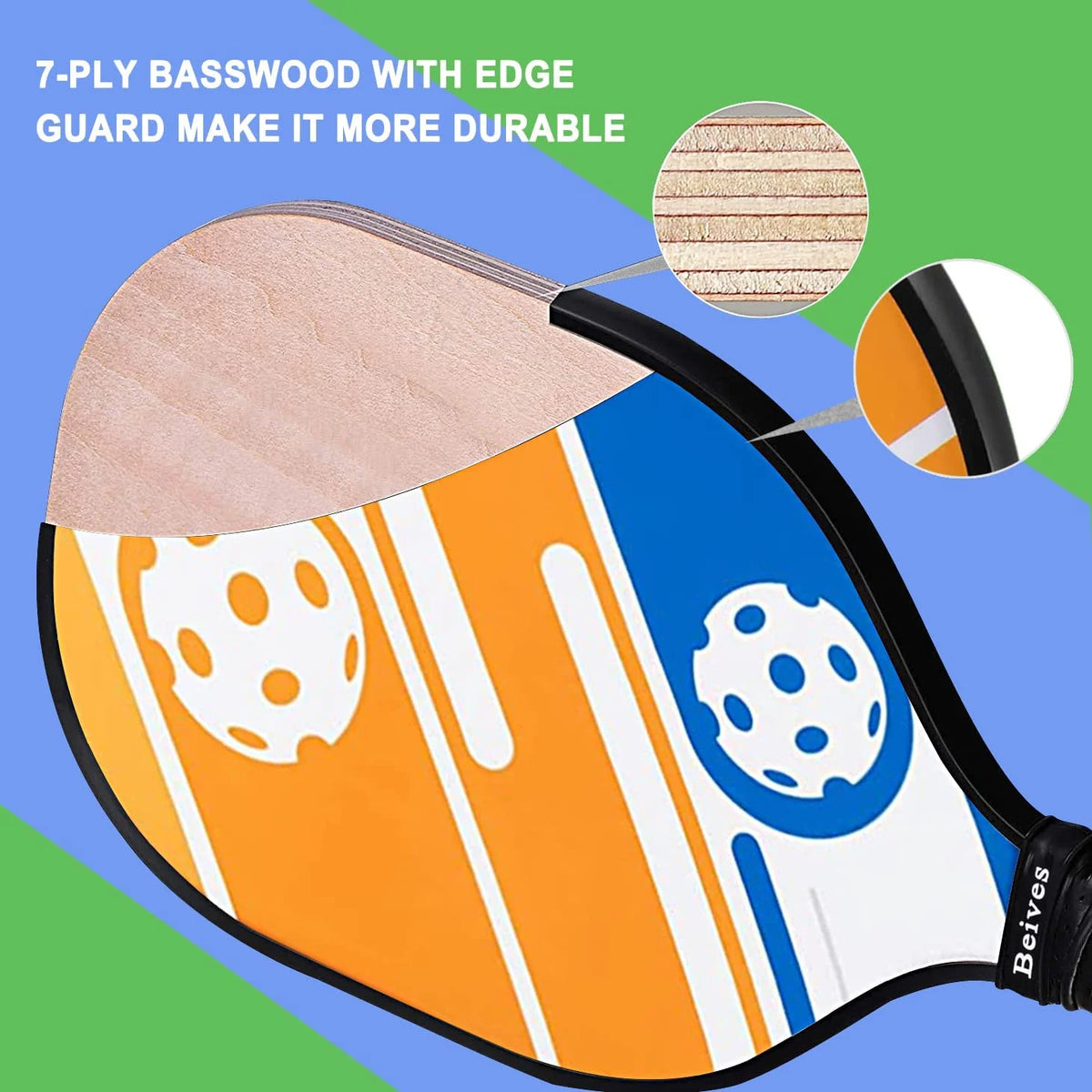 Multicolor Basswood Pickleball Paddles Set with Balls V753882