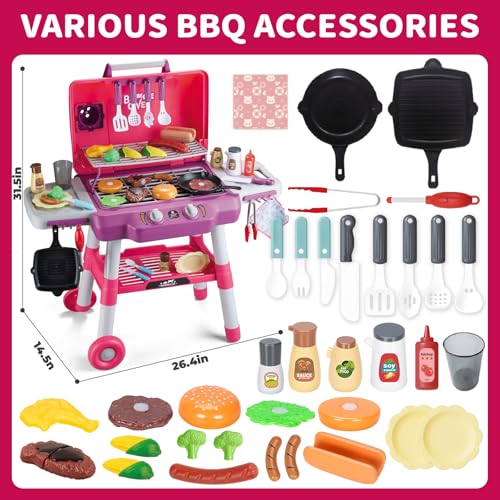 Kids BBQ Grill Playset with Smoke Sound Light E766421