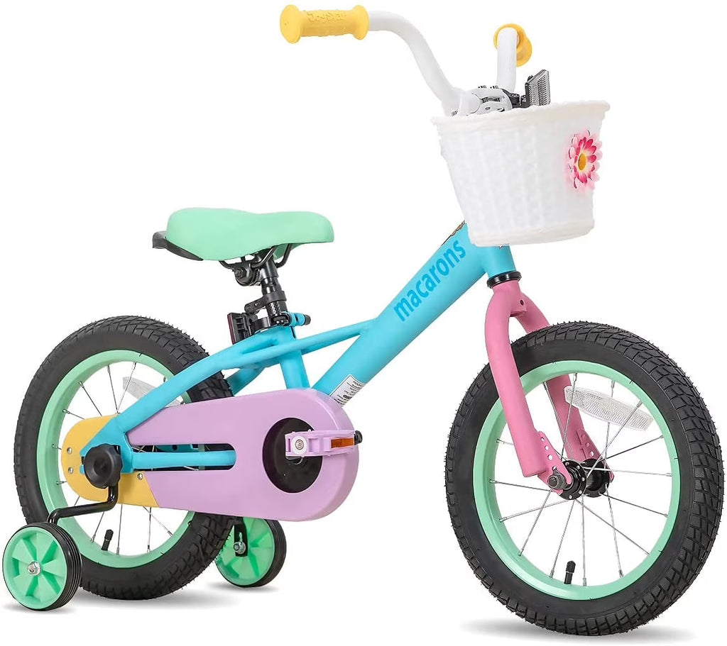 Rainbow Kids Bike with Basket, Training Wheels & Coaster Brake S80333