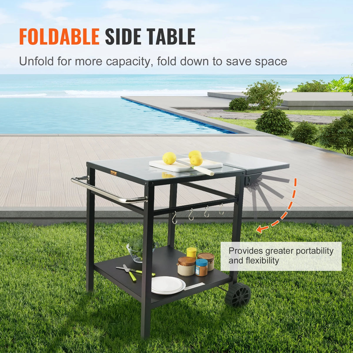Foldable 2 Tier Outdoor Grill Cart B5996