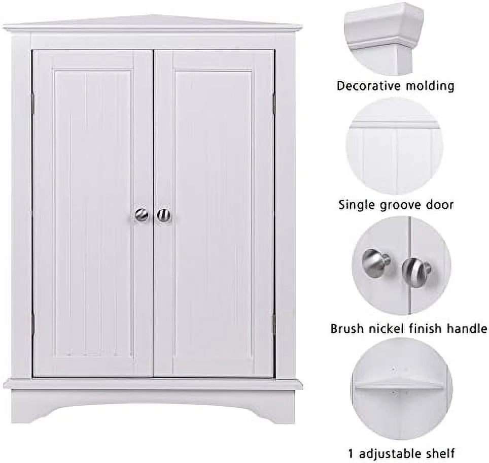 Espresso Corner Cabinet with Two Doors and Shelves Z94756